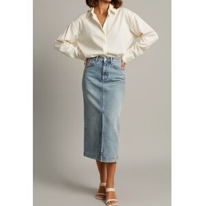 SÉZANE Despina Denim Midi Skirt, Bleach, FR36/US4